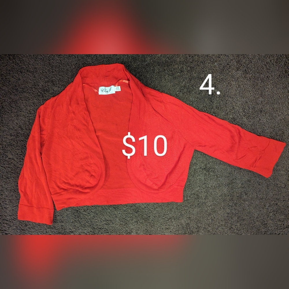 Eliza J, size M, red cardigan